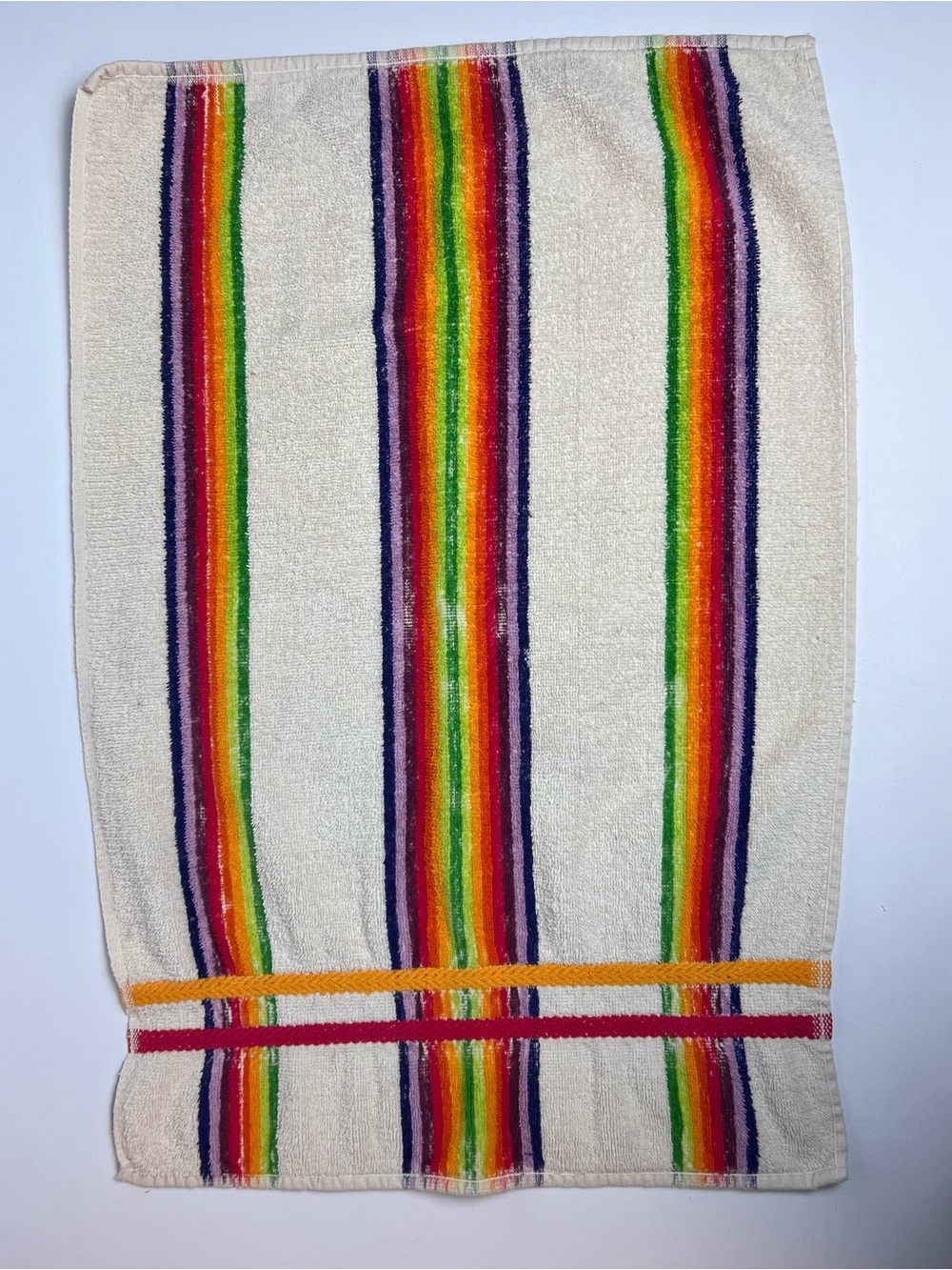 VTG Cannon Monticello Striped Rainbow Hand Towel Retro 23”x 15”